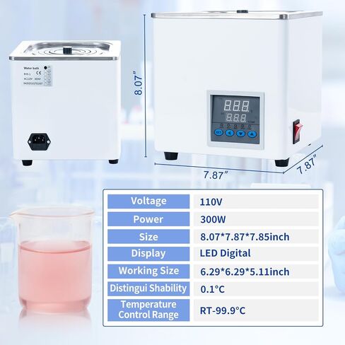 Lab Water Bath, 3L Digital Thermostatic Heater Water Bath with 1 Chamber, Selectable Opening for Laboratory Chemical & Biological Experiment (110V/6Hz) in Saudi Arabia