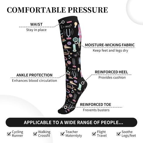 Compression Socks Knee High Circulation Support Socks For Women Men Athletic Running Work Hiking Cycling Travel in Saudi Arabia