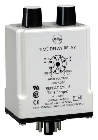 Time Delay Relay, 120VAC/DC, 10A, DPDT, Max. Time Setting - Timer: 3 min in Kuwait