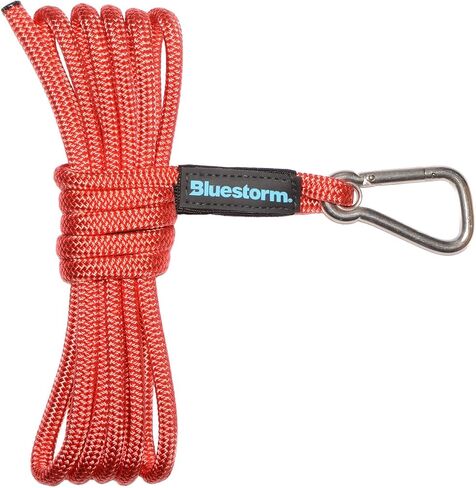 Bluestorm 3/8" x 25' Double Braid Red Launch Line w/Stainless Steel Clip - Made in USA in Kuwait