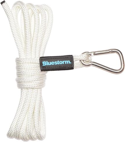 Bluestorm 3/8" x 25' Double Braid Red Launch Line w/Stainless Steel Clip - Made in USA in Kuwait