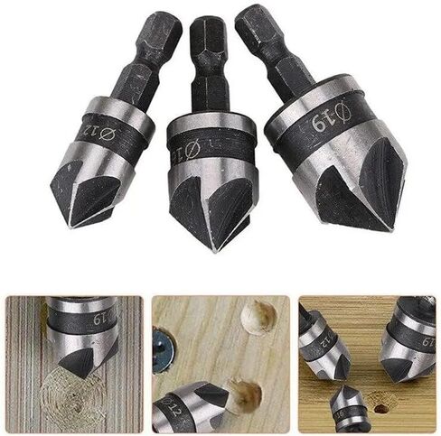 3pc سداسي شانك 90 درجة أسود خمسة شفرة شامفير 12/16/19mm countersk in Saudi Arabia