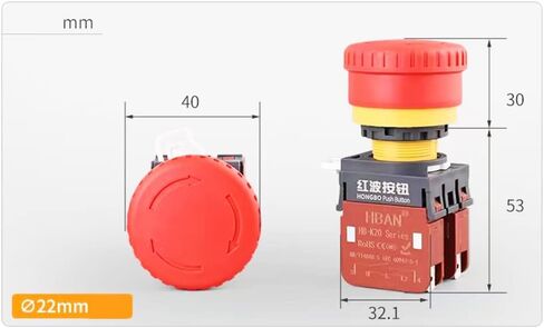 HB-K20 مقاوم للماء IP65 22mm 20a حالة طوارئ توقف عن زر الضغط على زر التبديل 2NO 2NC in Saudi Arabia