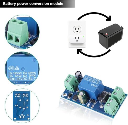 2 pcs DC Power Switch Module 5V~48V 10A Automatic Battery Power Transfer Switch Emergency Automatic Conversion Module with 20awg red and Black Cable Screwdriver for Incubator, Laptop in Saudi Arabia