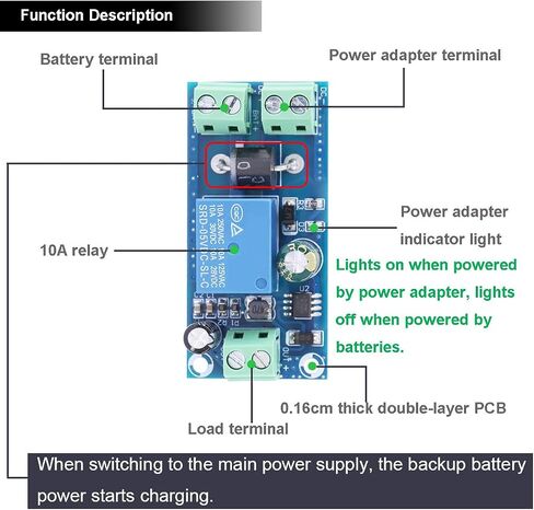 2 pcs DC Power Switch Module 5V~48V 10A Automatic Battery Power Transfer Switch Emergency Automatic Conversion Module with 20awg red and Black Cable Screwdriver for Incubator, Laptop in Saudi Arabia
