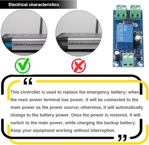 2 pcs DC Power Switch Module 5V~48V 10A Automatic Battery Power Transfer Switch Emergency Automatic Conversion Module with 20awg red and Black Cable Screwdriver for Incubator, Laptop in Saudi Arabia