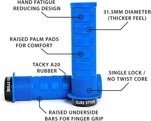 MTB Grips, Lock on, No-Twist, Grippy/Tacky, Cushioned - Hell's Gate Grips in Saudi Arabia