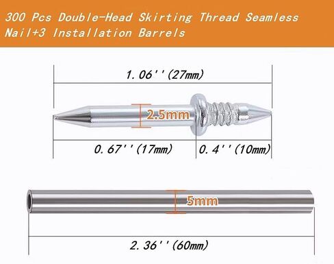 300 Pcs Double-Head Skirting Thread Seamless Nail,Skirting Line Without Marks Nail,Dual-Headed Nails with 3 Installation Barrels,Equipped with Nail Specific Sleeve Tool (300 Pcs) in Saudi Arabia