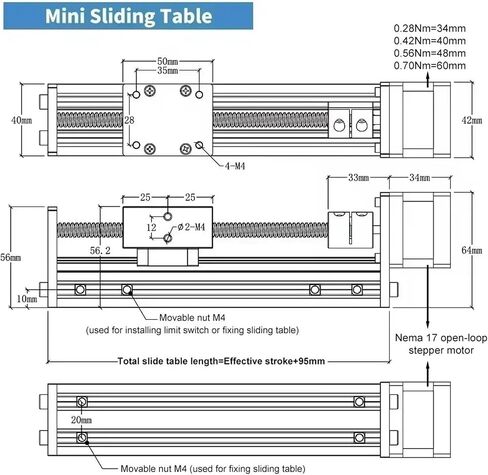 17 طاولة محرك مرحلة السكك الحديدية الخطية ذات العوامل المحركية T-type Mini Mini Table Table Motor Cnc CNC XYZ AXIS ACTITAR in Saudi Arabia