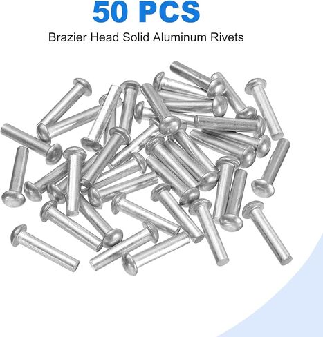 UXCELL 50 PCS Brazier Head الصلبة الصلبة المصنوعة من الألومنيوم ، M5 DIA X 20mm طولها جولة رأس المسامير قارب الألومنيوم لإصلاح القوارب والآلات والطائرات وصناعة السيارات in Saudi Arabia