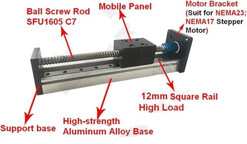 100 مم ~ 700mm rocke leelect mobile table module Rail SFU1605 Ballscrew Slide Cross Stage Stage Guide CNC 1PCS (500mm rocke) in Saudi Arabia
