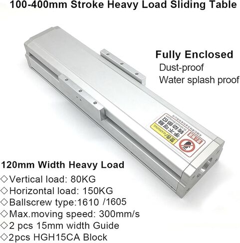 Fully Enclosed Guide Linear Module Heavy Load 120mm Width 1605 1610 Ballscrew 2pcs HGH15CA Block Sliding Table(86mm Stepper Bracket,SFU1605-400MM Stroke) in Saudi Arabia
