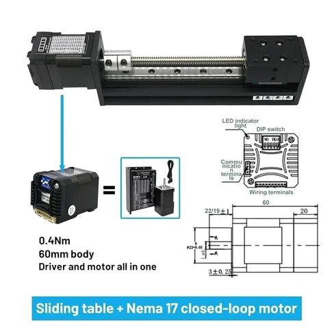17 Motorized Linear Rail Stage Drive Kit T-Type Mini Sliding Table Motor Kit CNC XYZ Axis Router Table Linear Actuator(0.56Nm Slide Tabler,50mm Stroke) in Saudi Arabia