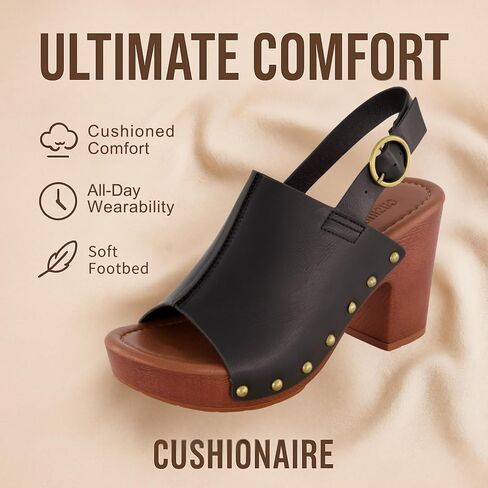 صندل سيسي من الخشب الصناعي للسيدات من CUSHIONAIRE + إسفنج مريح وتقنية لايت سول، متوفر بعرض واسع in Saudi Arabia