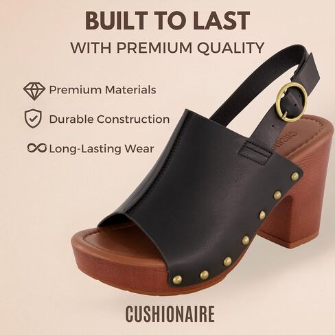 صندل سيسي من الخشب الصناعي للسيدات من CUSHIONAIRE + إسفنج مريح وتقنية لايت سول، متوفر بعرض واسع in Saudi Arabia