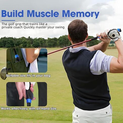 Golf Grip Trainer, Golf Club Grips, Golf Training Aid Anti-Slip, Grip Trainer Golf Club to Help Train Correct Left & Right Handed Position, Blue in Saudi Arabia
