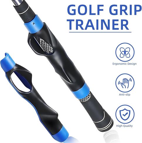Golf Grip Trainer, Golf Club Grips, Golf Training Aid Anti-Slip, Grip Trainer Golf Club to Help Train Correct Left & Right Handed Position, Blue in Saudi Arabia