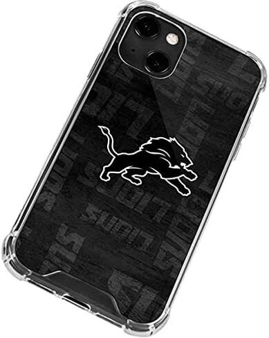 علبة الهاتف Clear Clear متوافقة مع iPhone 13 - تصميم NFL Detroit Lions بالأبيض والأسود رسميًا in Saudi Arabia