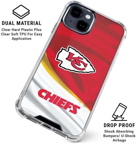 Skinit Clear Phone Case متوافق مع iPhone 14 - تصميم NFL Kansas City Chief المرخص رسميًا in Saudi Arabia