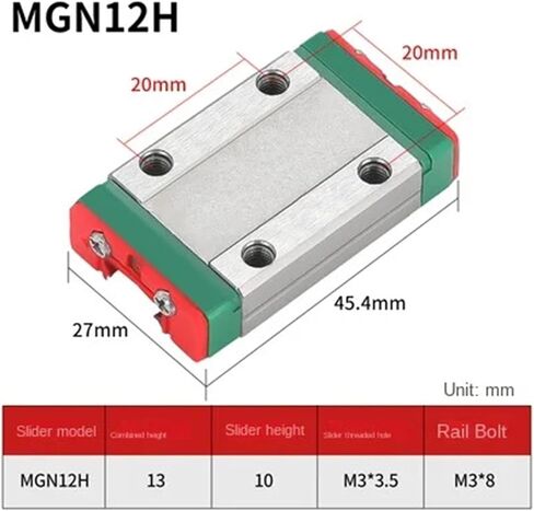 MGN7 H MGN9 H MGN12 H من 100 مم إلى 1000 مم شريحة سكة حديد مصغرة 1PCS دليل MGN+1PCS MGN Carriage 3D Part 1PCs (MGN9 H ، 150mm) in Saudi Arabia