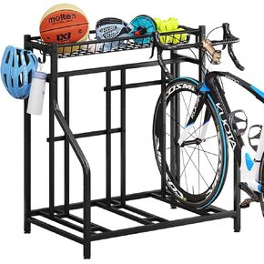 Bike Rack Storage Stand Organizer Floor Holds 4 Bicycle Parking Freestanding Adjustable Garage Indoor Outdoor Bike and Sports Storage Station, Black (4 Bike Stand) in Saudi Arabia