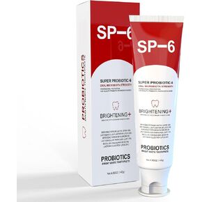SP-6 Probiotic Whitening Toothpaste for Teeth Whitening/Brightening & Fresh Breath, 6 Probiotics Formula for Gum Health, Fluoride-Free, Minty Fresh Flavor,4.9 oz (1, Mint1) in Saudi Arabia