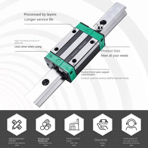 2Pcs HGR15 100mm 300mm to 1500mm Square Linear Guide Rail +4pc HGH15CA HGW15CC Flang CNC Router Engraving(2Rail 4HGW15CC,800mm) in Saudi Arabia