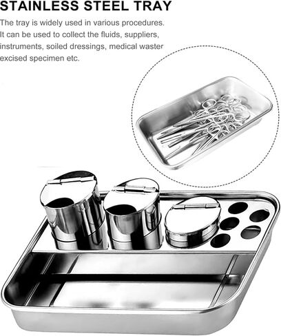 Dressing Change Plate Dispenser Instruments Tray, 304 Stainless Steel Tray, for Hospital Use Tray with 3 Small Bottles in Saudi Arabia