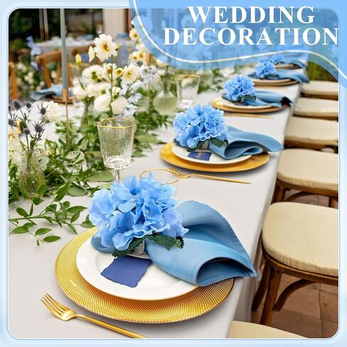 Yunsailing 12 Pcs Hydrangea Flower Napkin Rings Flower Handmade Napkin Holder Rings Floral Handicraft Band for Table Decorations Wedding Anniversary Holiday Birthday Party Supplies (Blue) in Saudi Arabia