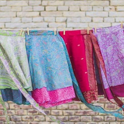 05 PCS Indian Vintage Long Silk Women Wrap Skirts Boho Hippie Magic Flowers Summer Skirt Saree Skirts. Multicolor, 46 Regular in Saudi Arabia
