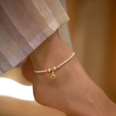 原创饰品小众设计感珍珠铃铛脚链女式 2021 新款潮脚环夏 in Kuwait