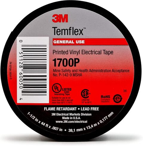 3M Company 054007-08175 UPC 00051128600511 3M 7010350250 VINYL ELECTRICAL TAPE 1700P-Printed-3/4x66 FT in Saudi Arabia