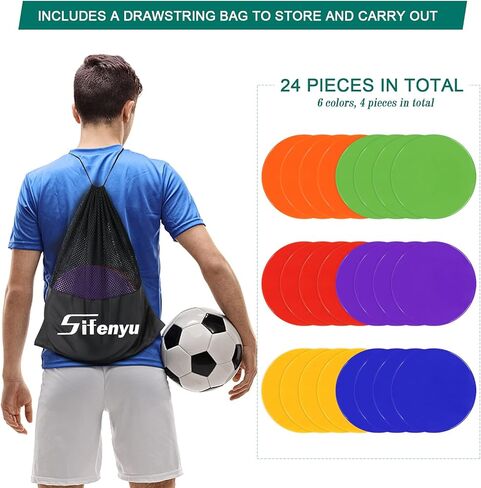 4Inch 9 Inch Poly Spot Markers for Gym Floor Poly Spots, 12/18/24/36 Pcs Round Non-Slip Rubber Floor Dots Agility Markers Flat Cones for Sports Soccer PE Training, Dance, Classroom Activities in Kuwait