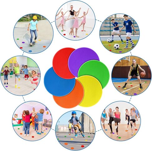 4Inch 9 Inch Poly Spot Markers for Gym Floor Poly Spots, 12/18/24/36 Pcs Round Non-Slip Rubber Floor Dots Agility Markers Flat Cones for Sports Soccer PE Training, Dance, Classroom Activities in Kuwait
