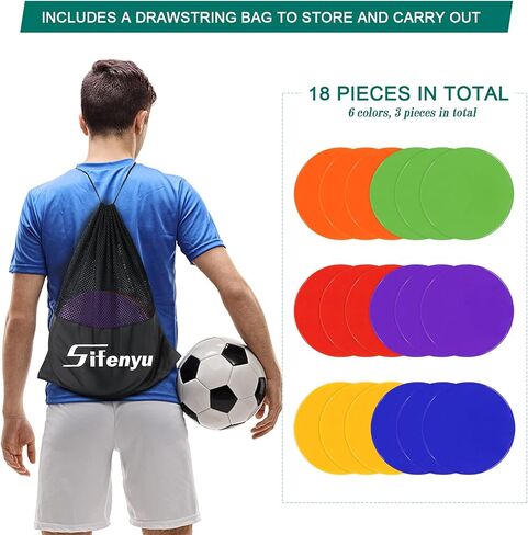 4Inch 9 Inch Poly Spot Markers for Gym Floor Poly Spots, 12/18/24/36 Pcs Round Non-Slip Rubber Floor Dots Agility Markers Flat Cones for Sports Soccer PE Training, Dance, Classroom Activities in Kuwait