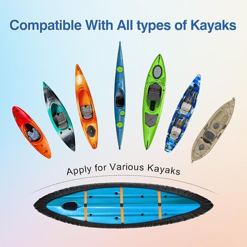 Kayak Cover 520D Canoe Canoe Cover for Outdoor Storage Heavy Duty & Waterproof, Fade-Resistant, Fits Canoe, Paddle Board, SUP, and Kayak Boat in Kuwait