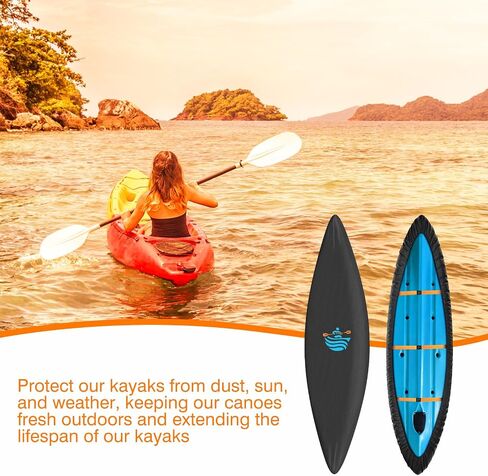 Kayak Cover 520D Canoe Canoe Cover for Outdoor Storage Heavy Duty & Waterproof, Fade-Resistant, Fits Canoe, Paddle Board, SUP, and Kayak Boat in Kuwait