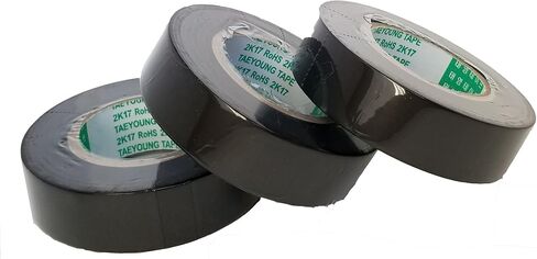 Taeyoung OEM Tape EG10B - TAPE ON -RESIDUE AUTOMOTIVE PVC <10 لفات من 3/4 "× 82 قدمًا> (19 مم × 25 م ، لاصق تسخير الأسلاك ، PVC ، أسود) in Saudi Arabia