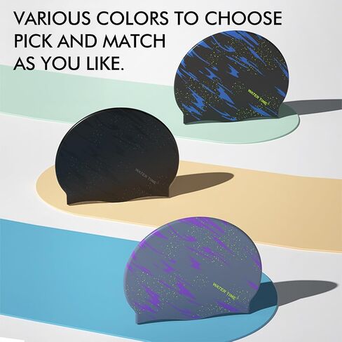 WATERTIME Swim Caps for Women Waterproof hat Comfortable Bathing Adult Cap Silicone Swimming Hat for Long Hair in Kuwait