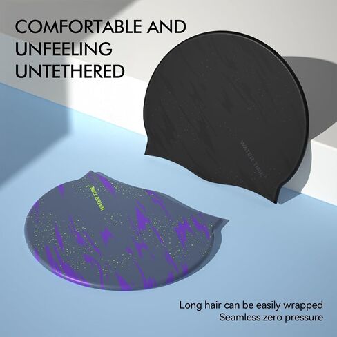 WATERTIME Swim Caps for Women Waterproof hat Comfortable Bathing Adult Cap Silicone Swimming Hat for Long Hair in Kuwait