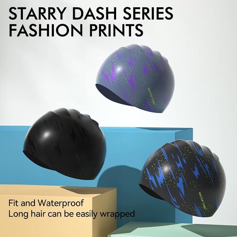 WATERTIME Swim Caps for Women Waterproof hat Comfortable Bathing Adult Cap Silicone Swimming Hat for Long Hair in Kuwait