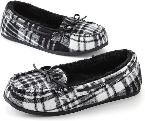 KOLILI Womens Faux Fur Moccasin Slippers, Indoor Outdoor Warm & Cozy House Shoes with Durable Rubber Sole in Saudi Arabia