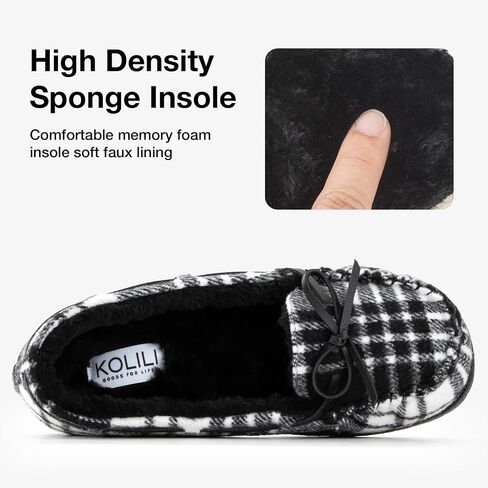 KOLILI Womens Faux Fur Moccasin Slippers, Indoor Outdoor Warm & Cozy House Shoes with Durable Rubber Sole in Saudi Arabia
