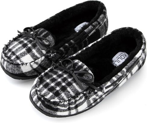 KOLILI Womens Faux Fur Moccasin Slippers, Indoor Outdoor Warm & Cozy House Shoes with Durable Rubber Sole in Saudi Arabia