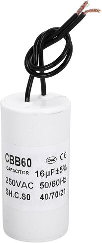 PATIKIL CBB60 45uf Running Capacitor,1Pcs AC 250V 2 Wires 50/60Hz Cylinder White 95x45mm for Water Pumps, Washing Machines Motor Start in Saudi Arabia