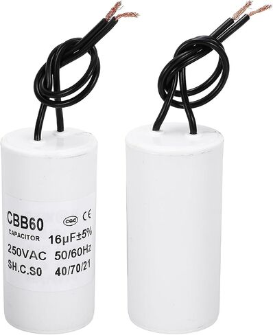 PATIKIL CBB60 45uf Running Capacitor,1Pcs AC 250V 2 Wires 50/60Hz Cylinder White 95x45mm for Water Pumps, Washing Machines Motor Start in Saudi Arabia