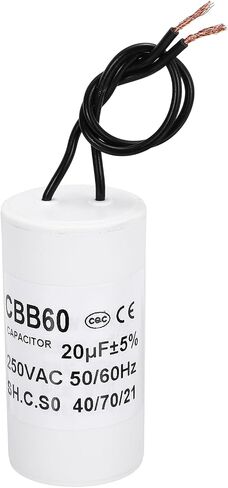 PATIKIL CBB60 45uf Running Capacitor,1Pcs AC 250V 2 Wires 50/60Hz Cylinder White 95x45mm for Water Pumps, Washing Machines Motor Start in Saudi Arabia