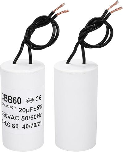 PATIKIL CBB60 45uf Running Capacitor,1Pcs AC 250V 2 Wires 50/60Hz Cylinder White 95x45mm for Water Pumps, Washing Machines Motor Start in Saudi Arabia