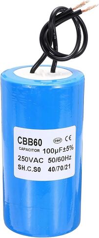 PATIKIL CBB60 45uf Running Capacitor,1Pcs AC 250V 2 Wires 50/60Hz Cylinder Blue 96x45mm for Water Pumps, Washing Machines Motor Start in Saudi Arabia