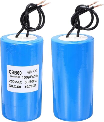 PATIKIL CBB60 45uf Running Capacitor,1Pcs AC 250V 2 Wires 50/60Hz Cylinder Blue 96x45mm for Water Pumps, Washing Machines Motor Start in Saudi Arabia
